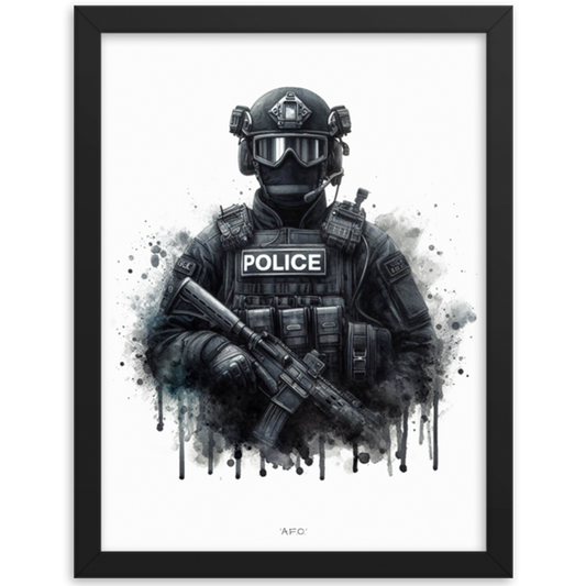 front view black framed AFO original art print from contact front artwork