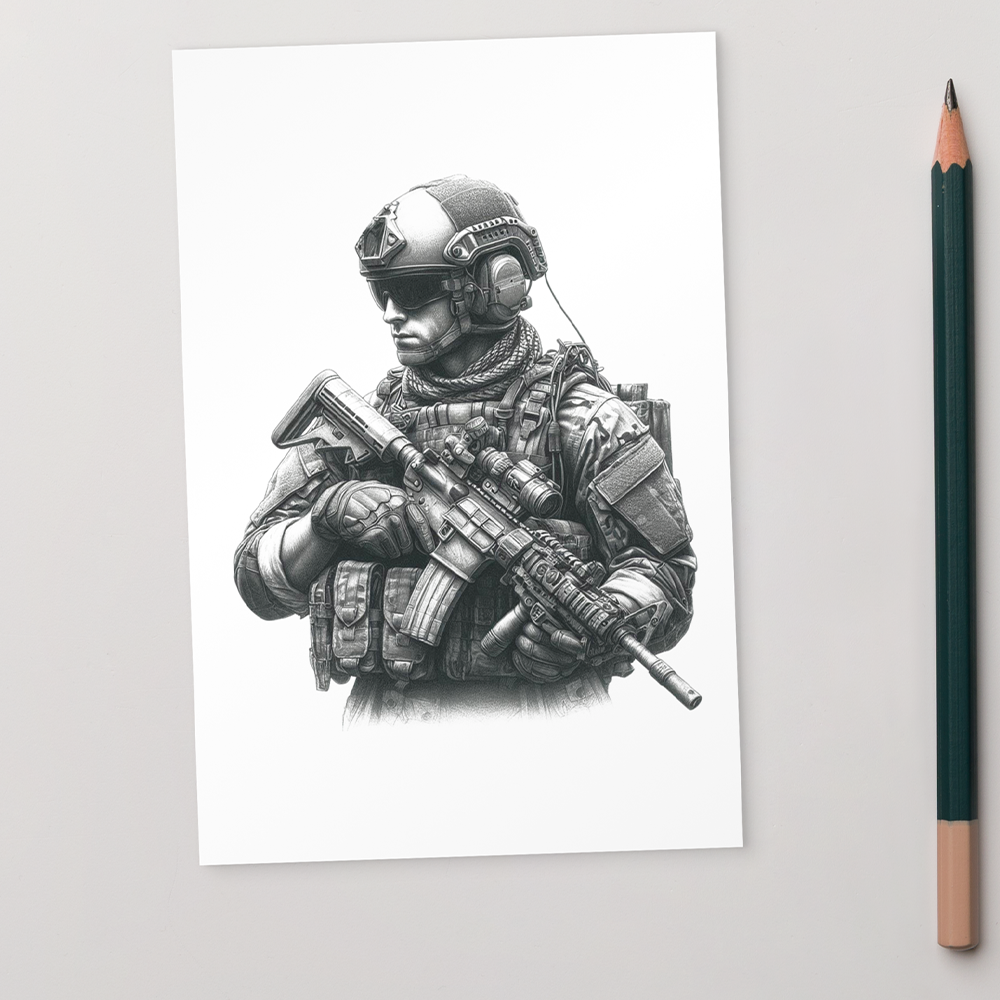 pencil view patrol original art print postcard from contact front artwork